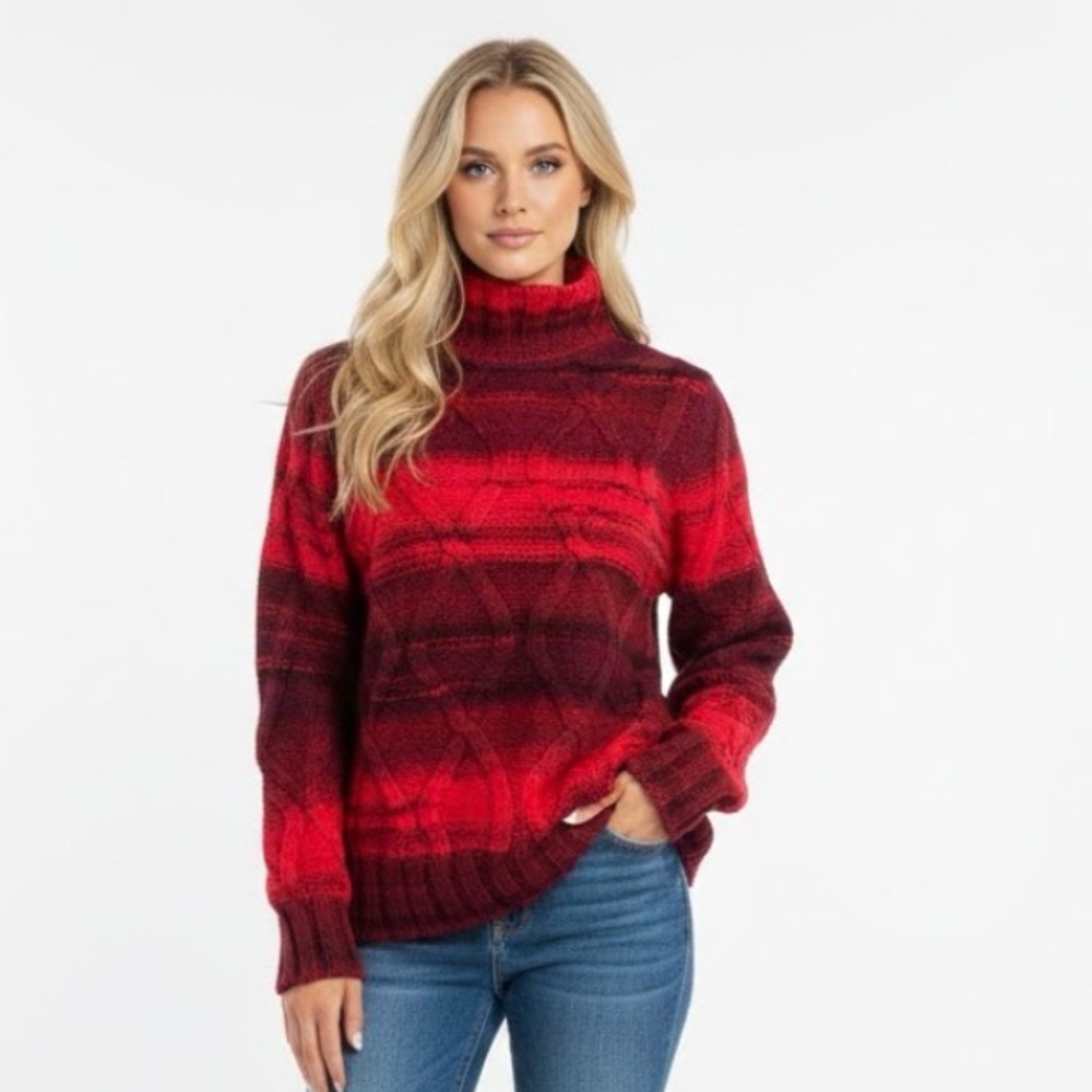 Bianca G. Made in Italy Chunky Knit Red Sweater - Size XL